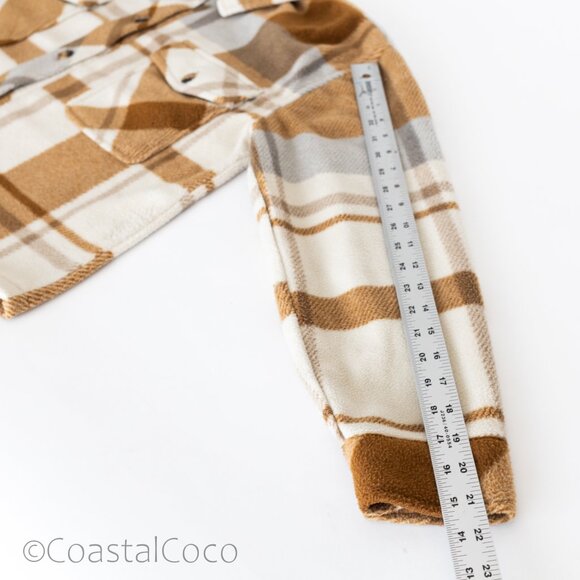 Thread Supply Auria Plaid Fleece Jacket M Oversized Coastal Flannel Scandi - Picture 10 of 15
